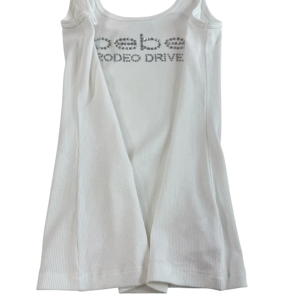 Bebe Logo Rodeo Drive White Tank Top Size M - Picture 6 of 14